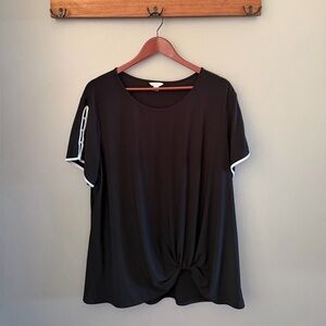 Black Women's Short Sleeve Top with Knot & Cut Out Sleeve detail, Size 18/20